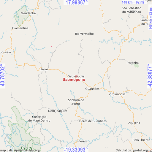 Sabinópolis on map