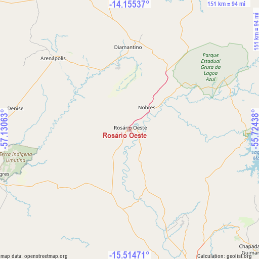 Rosário Oeste on map