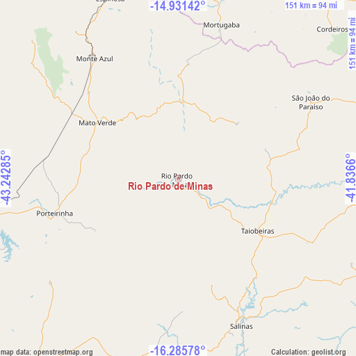 Rio Pardo de Minas on map