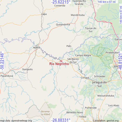 Rio Negrinho on map