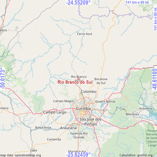 Rio Branco do Sul on map