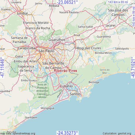 Ribeirão Pires on map