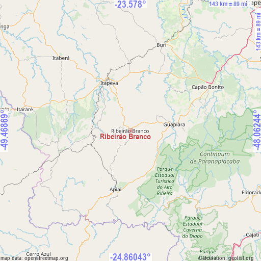 Ribeirão Branco on map