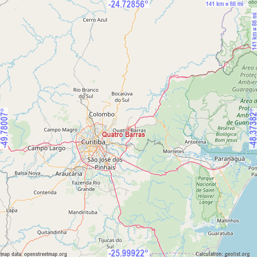 Quatro Barras on map