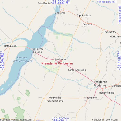 Presidente Venceslau on map