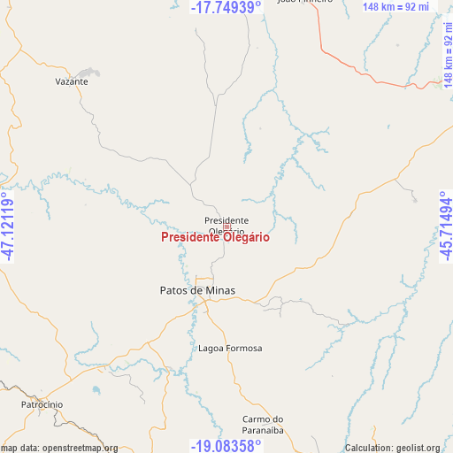 Presidente Olegário on map