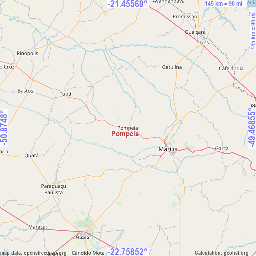 Pompéia on map