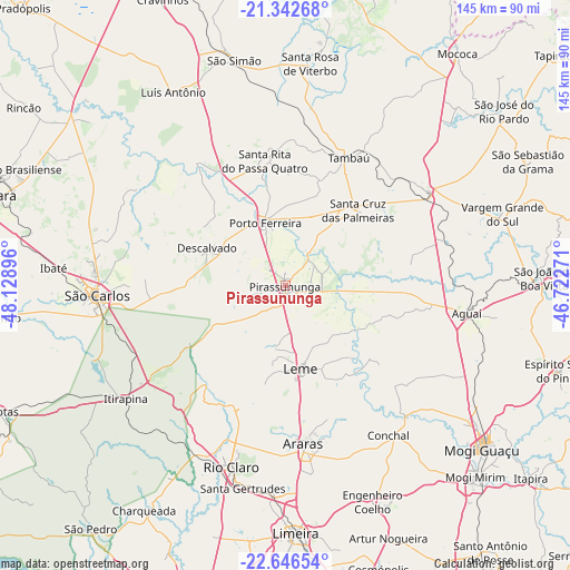 Pirassununga on map