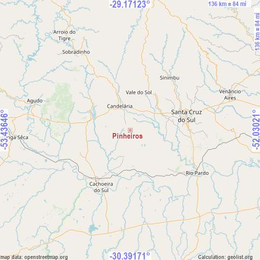 Pinheiros on map