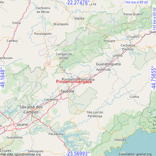 Pindamonhangaba on map