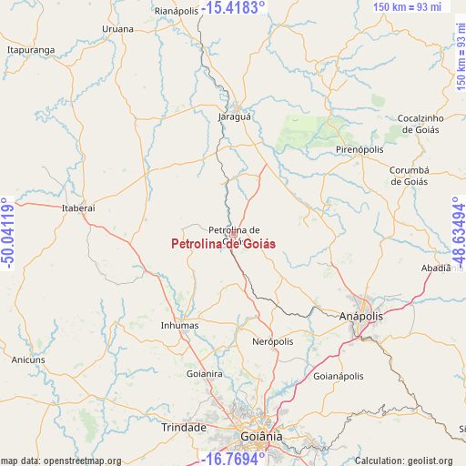 Petrolina de Goiás on map