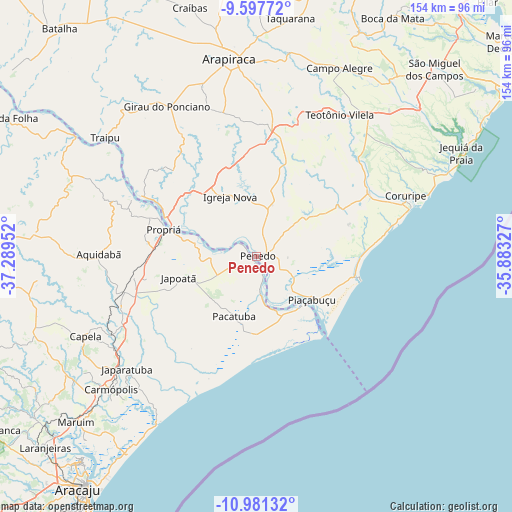 Penedo on map