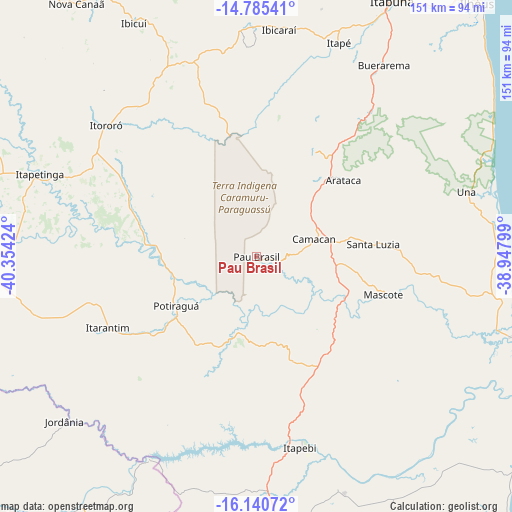 Pau Brasil on map