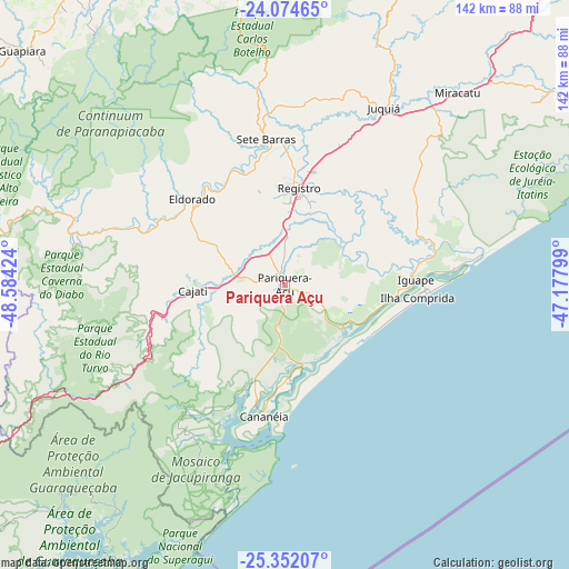 Pariquera Açu on map