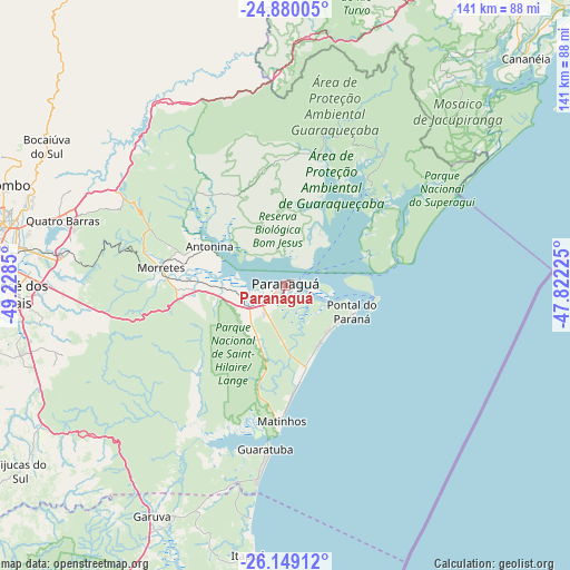 Paranaguá on map