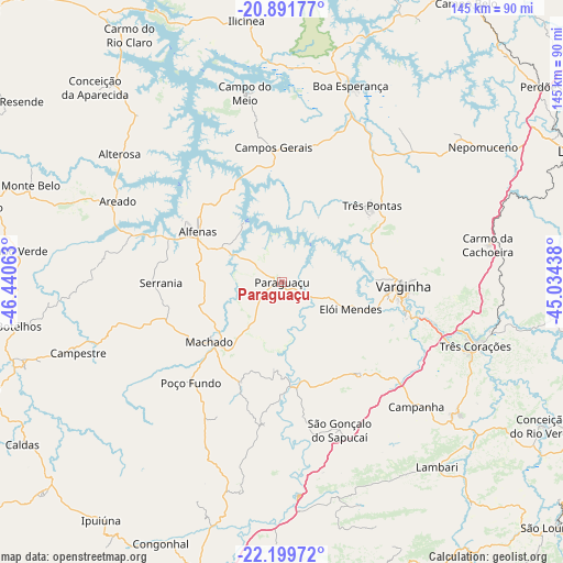 Paraguaçu on map
