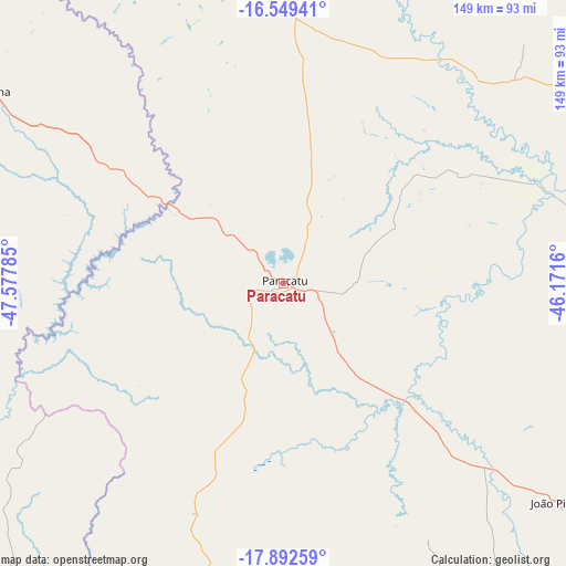 Paracatu on map