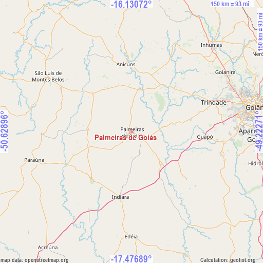 Palmeiras de Goiás on map