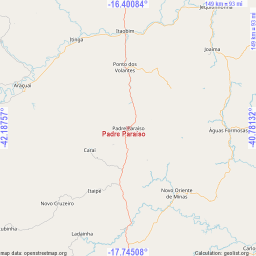 Padre Paraíso on map