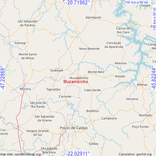 Muzambinho on map