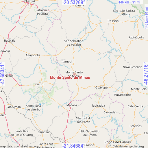 Monte Santo de Minas on map