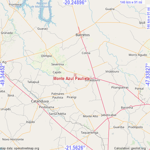 Monte Azul Paulista on map