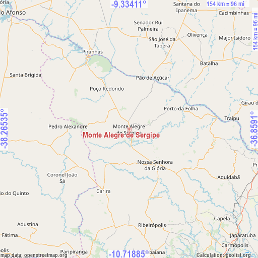 Monte Alegre de Sergipe on map