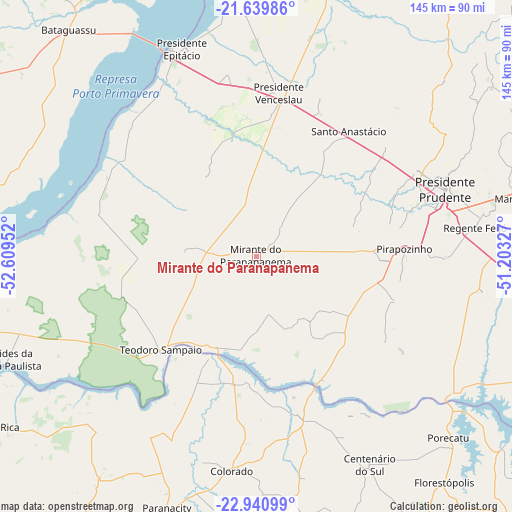Mirante do Paranapanema on map