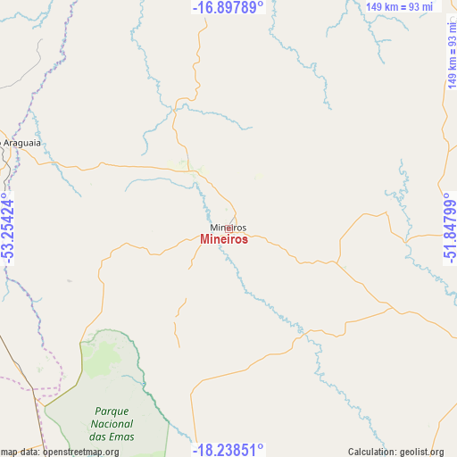 Mineiros on map