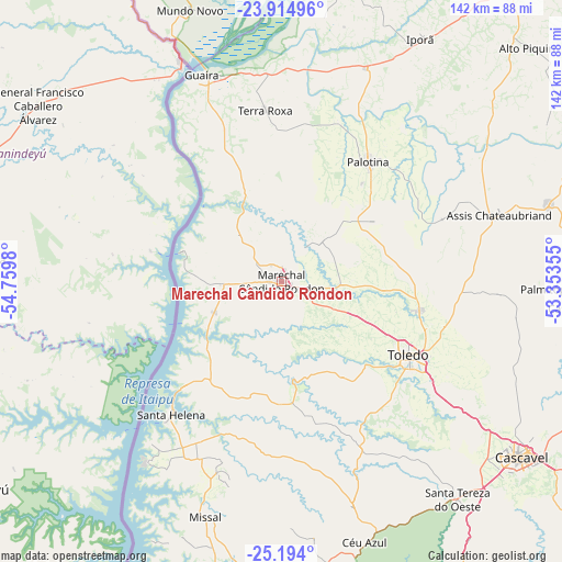 Marechal Cândido Rondon on map