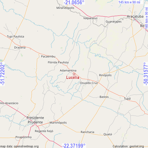 Lucélia on map