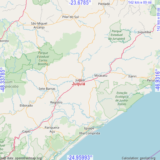 Juquiá on map