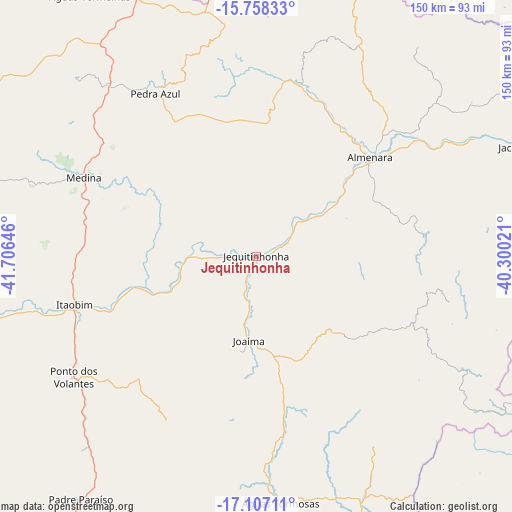 Jequitinhonha on map