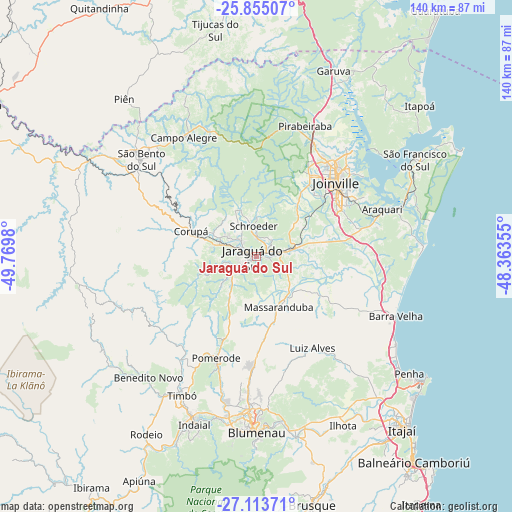 Jaraguá do Sul on map
