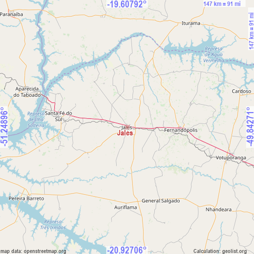 Jales on map