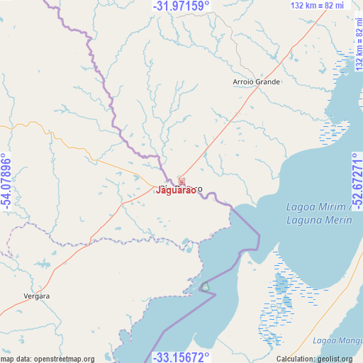 Jaguarão on map