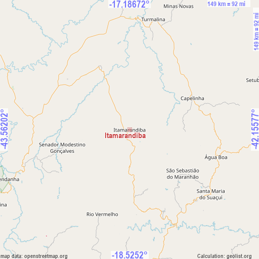 Itamarandiba on map
