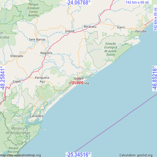 Iguape on map