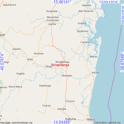 Ibirapitanga on map
