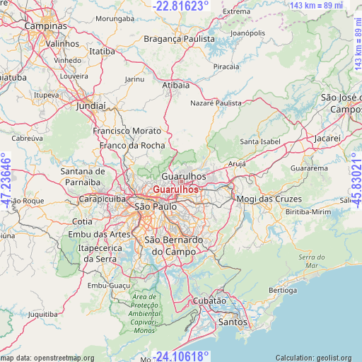 Guarulhos on map