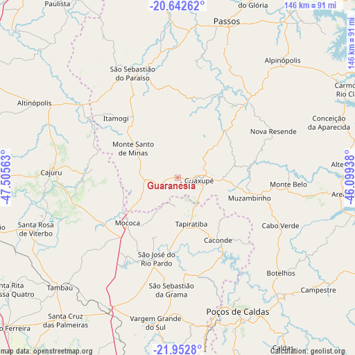Guaranésia on map