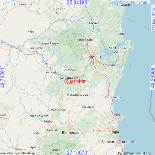 Guaramirim on map