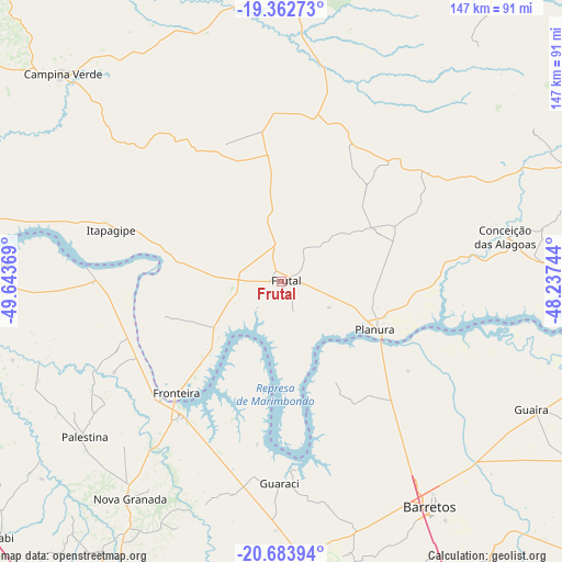 Frutal on map