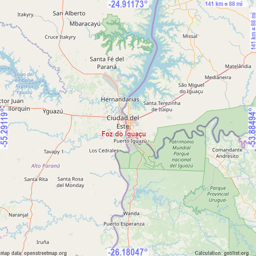 Foz do Iguaçu on map