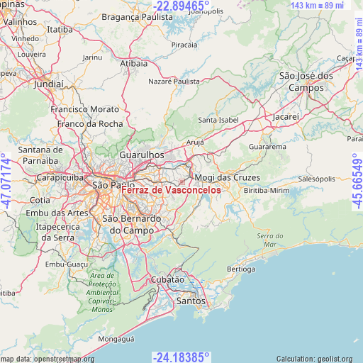 Ferraz de Vasconcelos on map