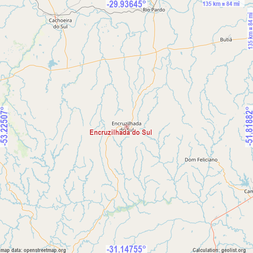 Encruzilhada do Sul on map