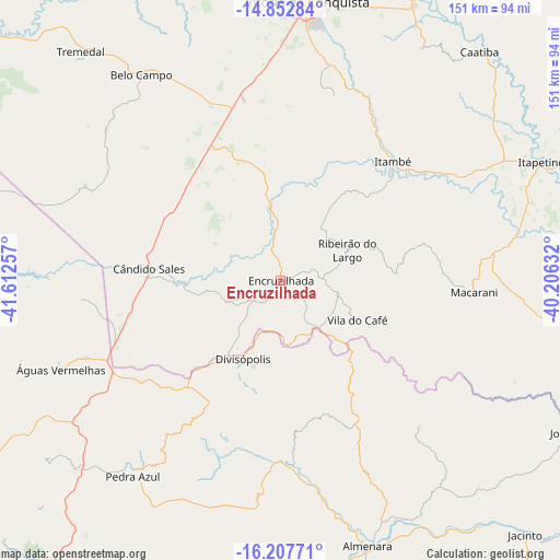 Encruzilhada on map