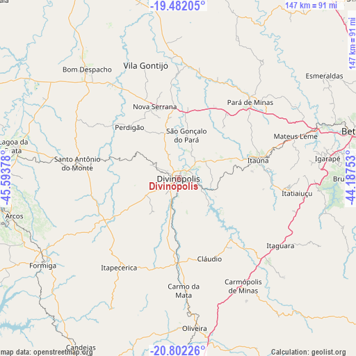 Divinópolis on map