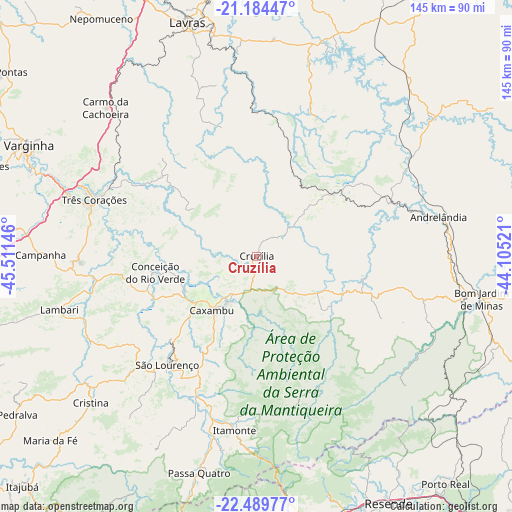Cruzília on map