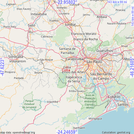 Cotia on map